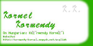 kornel kormendy business card